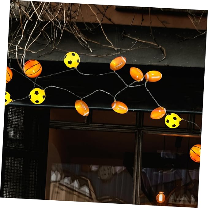 Alipis Led Sports String Light Bulb Decorative Outdoor Lighting for Camping and Parties Battery-Powered Sports-Themed Patio Lights for Soccer Basketball and Football Events