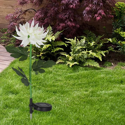 2Pcs LED Solar Garden Lights Flower Shape Ground Stake Decorative Yard Lighting Pink White for Lawn Patio Outdoor Solar Pathway Lamps