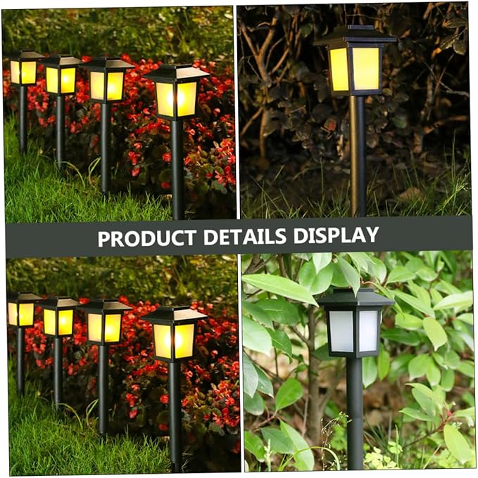 jojofuny 4pcs Solar Lawn Lights Outdoor Led Garden Decor for Pathway Black Solar Lamps Easy Installation for Home Use