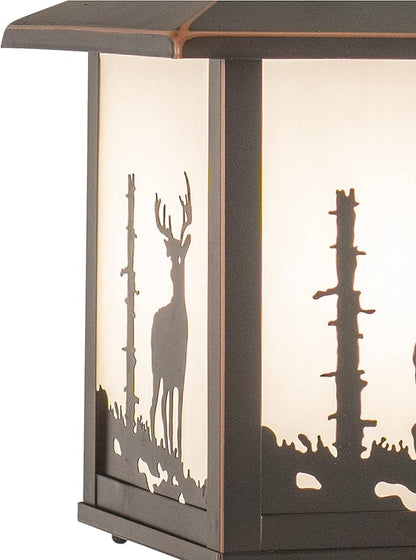 VAXCEL Bryce 1L Bronze Rustic Outdoor Deer Tree Post Light White Glass