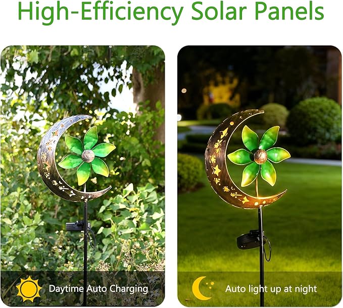 Solar Moon Windmill Decorative Garden Light - Metal Stake Windmill with Glass Ball LED, Outdoor Lawn Lamp for Yard | Lumora
