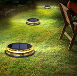 4-Pack Solar Ground Lights Warm White Light Disk Light Solar Powered Outdoor Waterproof in-Ground Lights Warm White | Lumora