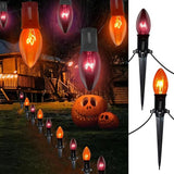 Halloween Pathway Lights Outdoor,19.5Ft C9 Halloween Stake Lights with 10 Clear Orange Black C9 Bulbs, Connectable | Lumora