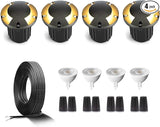Gardenreet Brass Low Voltage Well Lights for Landscaping Kit(4 Pack) with MR16 Bulb & 100Feet Wire & Connectors | Lumora