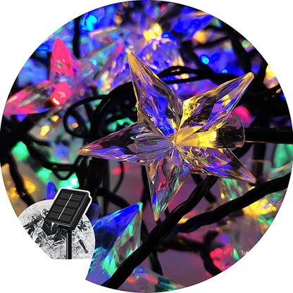 Solar String Lights Outdoor Lights led Big Five-Pointed Star Light String 8 Functions Outdoor Lantern Christmas Garden Decoration