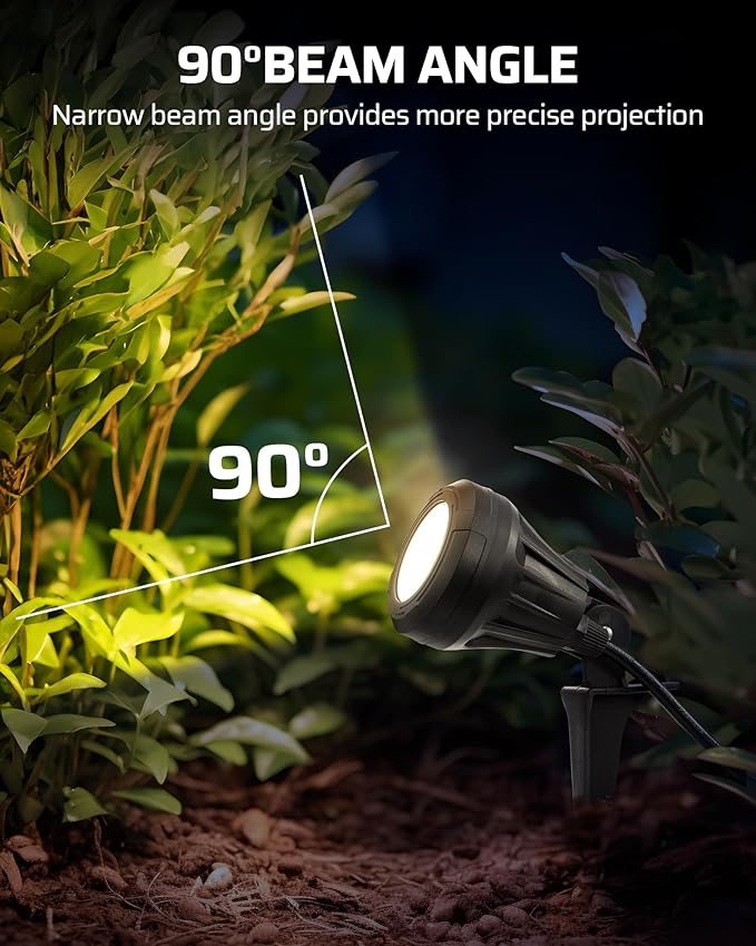 DEWENWILS 120V LED Outdoor Spotlight, 3 Extra Lenses (Red Green Yellow), 5.5W 5000K Plug in Spotlight, Waterproof | Lumora