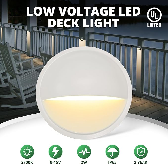 GKOLED Landscape Deck Light, Low Voltage 12V AC/DC Outdoor Patio Lighting, LED 2W Step Light, Die-Casting Aluminium | Lumora