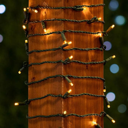 Novelty Lights 25ft 50 LED Yellow Christmas Lights Outdoor/Indoor, 6" Spacing, Green Wire String Lights for Festive Xmas Lighting, IP55, UL Listed, Dimmable, Connectable