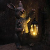 Solar Garden Statues -Rabbit Lantern Outdoor Handmade Resin Statue with LED Light, Cute Carrot Holder for Patio | Lumora