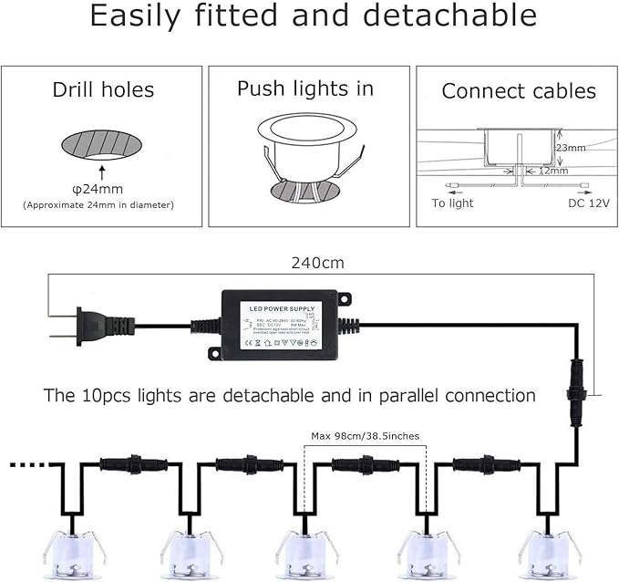 Lixada Recessed LED Deck Light Kit In Ground Outdoor Landscape Light IP67 Waterproof Low Voltage for Outdoor Yard | Lumora