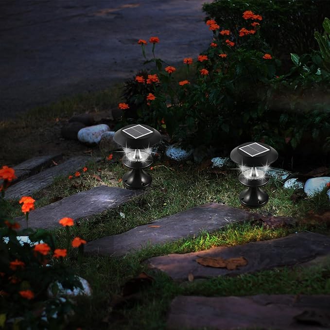 BESPORTBLE Solar Lawn Light LED Landscape Pathway Lamp Waterproof Outdoor Garden Solar Energy Light for Patio Yard, Round Post Cap with Sturdy Waterproof Design