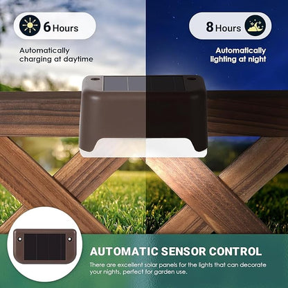 GIGALUMI 12 Pcs Solar Deck Lights, Bronze Finished Waterproof Led Solar Lamp for Outdoor Pathway, Yard, Patio, Stairs, Step and Fences (Cool White)