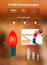 C9 LED Christmas Lights Outdoor, 100 Feet C9 String Lights with 100 Shatterproof Matte Bulbs, Connectable | Lumora