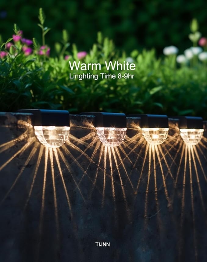 TIJNN Solar Deck Lights Outdoor, Fence Light Waterproof Led Lights for Outdoor Stairs, Step, Yard,Patio Decor | Lumora