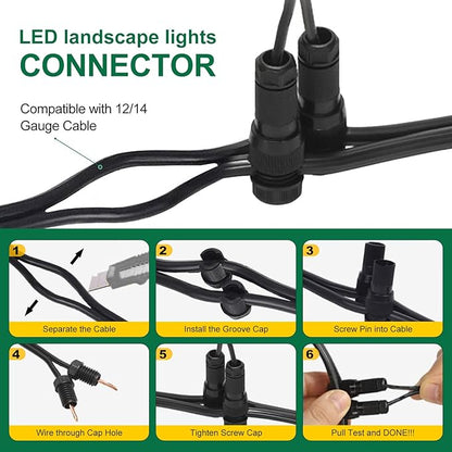 15W Low Voltage Landscape Lights LED Landscape Lighting with Connectors and Spike Stand, 12V 24V Outdoor Spotlights Yard Garden Pathway Lights, 1500LM Waterproof Warm White Light (16Pack)
