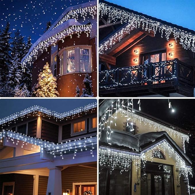 Orangie 8 Modes LED Icicle Lights, 9.8 FT 96 LED Fairy String Lights Plug in Extendable Curtain Light String | Lumora