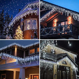 Orangie 8 Modes LED Icicle Lights, 9.8 FT 96 LED Fairy String Lights Plug in Extendable Curtain Light String | Lumora