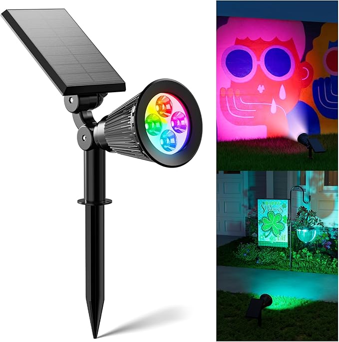 Color Changing Solar Spotlights Outdoor for Tree, Flower, Plant, Statue, Decorations, Wall, Waterproof Rainbow | Lumora