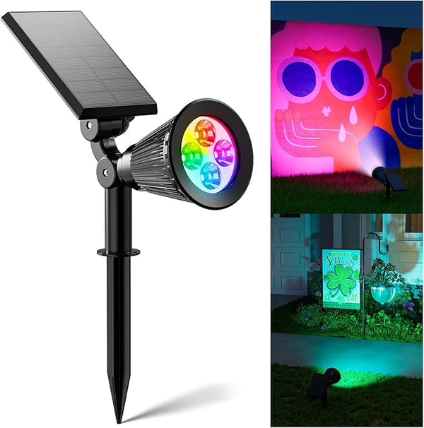 Color Changing Solar Spotlights Outdoor for Tree, Flower, Plant, Statue, Decorations, Wall, Waterproof Rainbow | Lumora