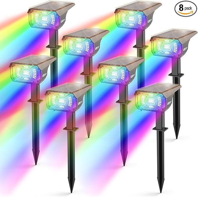 Solar Spotlights Outdoor, 40 LED s Color Changing RGB Waterproof Landscape Lights with 9 Light Modes, Colored Solar | Lumora