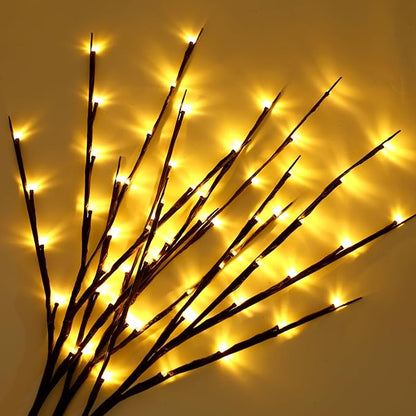 VICASKY Solar Christmas Lights Planters Birch Tree Fairy Branches Outdoor Planter Decorations 60 LEDs Powered Artificial Branch Twig Lighted Willow Thanksgiving Home