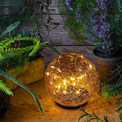 Cracked Glass Outdoor Solar Lights Landscape Garden Ball Lights, Garden Solar Ball Lights Waterproof (Warm White, 10cm)