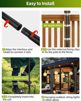 String Light Poles for Outside 4 Pack, 10ft Metal Outdoor String Light Poles for Deck - Ideal for Patio, Garden | Lumora