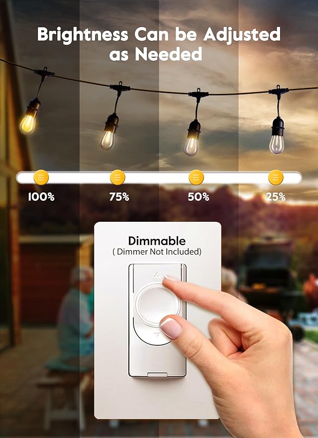 Brightown 50 Pack LED S14 Replacement Light Bulbs, Shatterproof E26 Medium Base Edison Vintage Bulbs Equivalent to | Lumora