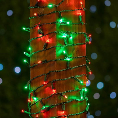 Novelty Lights 34ft 100 LED Red/Green Christmas Lights Outdoor/Indoor, 4" Spacing, Green Wire String Lights for Festive Xmas Lighting, IP55, UL Listed, Dimmable, Connectable