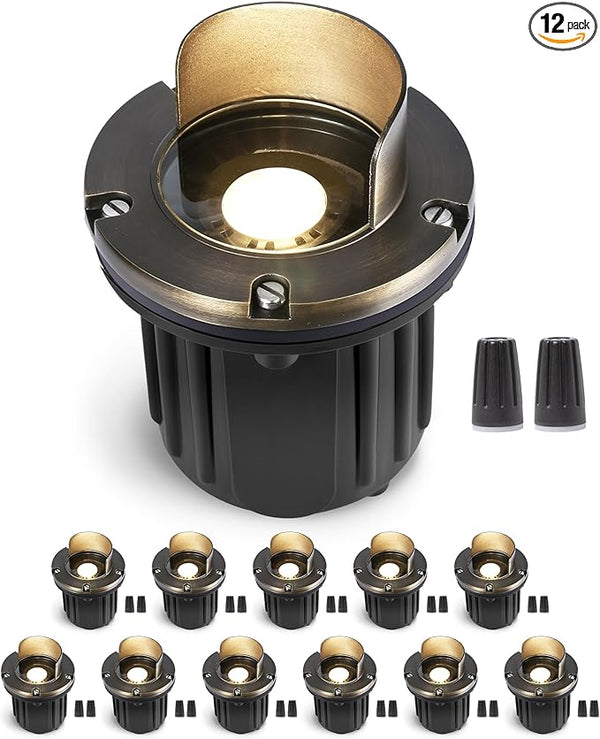 Gardenreet Landscape Well Lights Brass - Electric Hardwired Ip65 Low Voltage In Ground Lighting, LED 12V Waterproof | Lumora