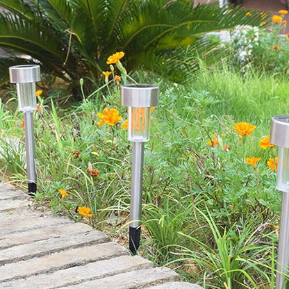 Cabilock 8pcs Stainless Steel Solar Ground Plug Lights LED Outdoor Waterproof Garden Pathway Lawn Landscape Lighting White Light for Yard Driveway