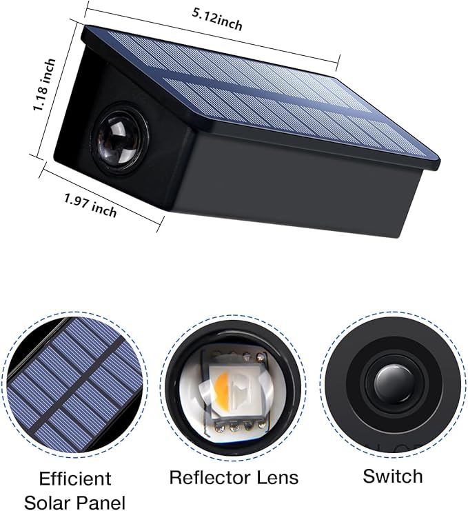 Fence Lights Solar Powered Outdoor Waterproof 3 Sided Wall LED Landscaping 12 Pack for Yard, Deck, Patio, Rail | Lumora