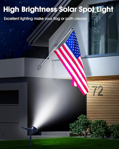 DBF Solar Outdoor Lights, 600LM Solar Spot Lights Outdoor Waterproof with 2 Lighting Modes, Adjustable Head & Solar Panel Landscape Spotlights for Flag Garden Yard Driveway Patio(Cool White, 4 Pack)