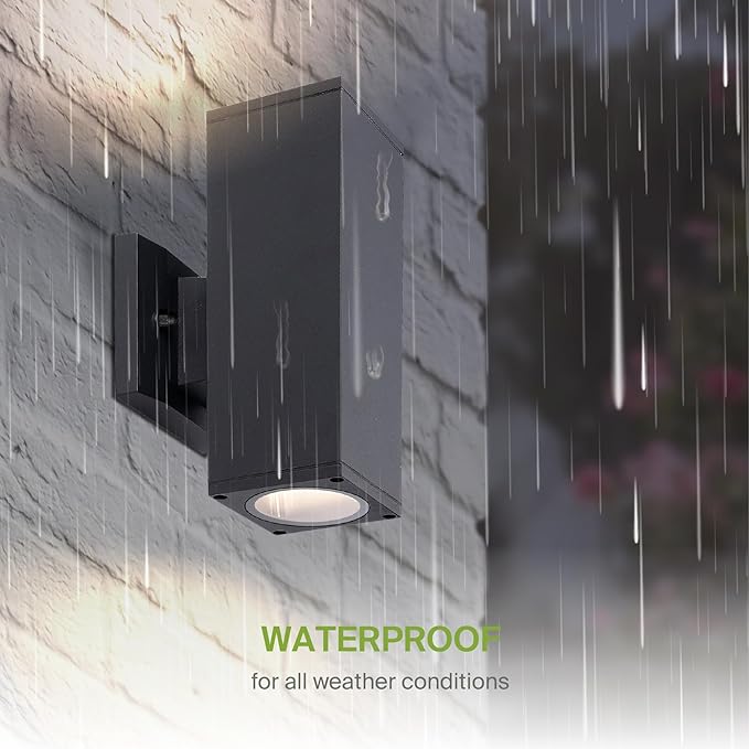 ASD 2 Light Square Outdoor Wall Light Fixture | 120W E26 Bulb Socket 120V ETL Cylinder Up Down Lights | | Lumora
