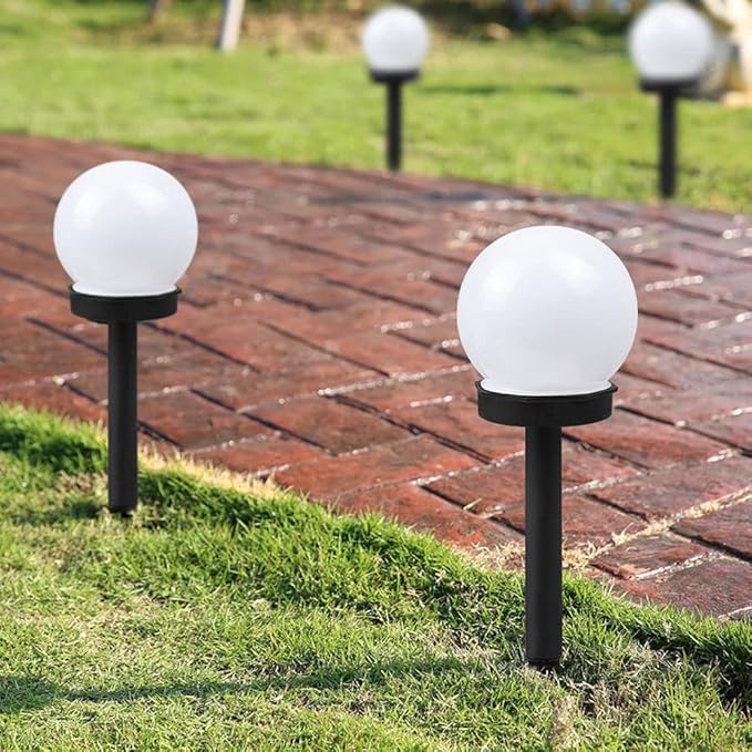 Solar Pathway Lights Outdoor, 3 Pack Solar White Globe Garden Lights, Waterproof Walkway Lighting Outdoor Garden Landscape Lawn Lanterns, Patio Yard Pathway Driveway Lights