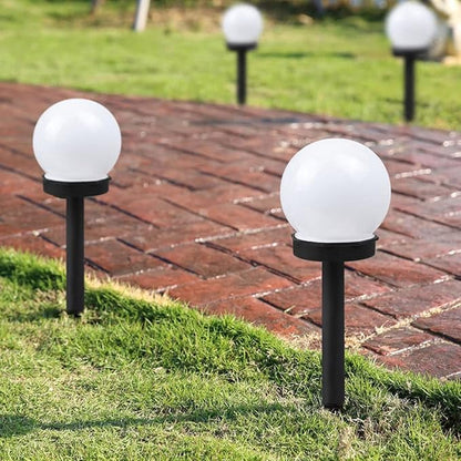 Solar Pathway Lights Outdoor, 3 Pack Solar White Globe Garden Lights, Waterproof Walkway Lighting Outdoor Garden Landscape Lawn Lanterns, Patio Yard Pathway Driveway Lights