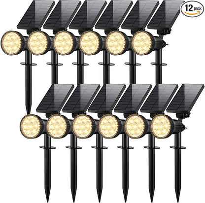 800 Lumens Solar Powered Spot Lights Outdoor - Adjustable Solar Flood Lights with 30 LEDs, 3 Modes, IP65 Waterproof, Solar Light for Landscape, Yard, Garden, Driveway, Tree, Wall(Warm White, 12-Pack)