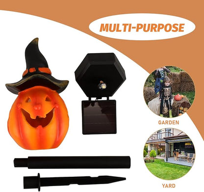 PRETYZOOM Halloween Solar Lantern Pumpkin Light for Garden Decor Pathway Stake Lamp Unique Design for Outdoor Halloween Party and Decoration