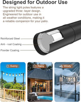 2 Pack String Light Poles for Deck, 5Ft Heavy-Duty Metal Deck Light Poles for Outside with Fixing Clips, Lighting | Lumora