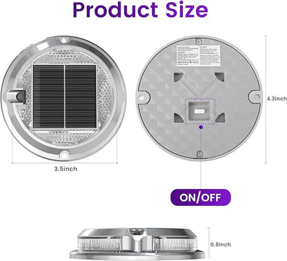 Quntis 12 Pack Outdoor Solar Deck Lights Multicolored - 11 Lighting Modes Aluminum Alloy Solar Driveway Maker - IP68 Outdoor Waterproof Dock Marine Lights for Warning Step Sidewalk Pathway Garden