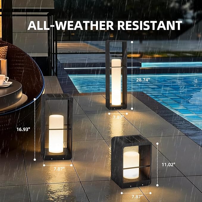 Solar Lanterns Outdoor Waterproof, Patio Lights with 3000K LED, Outdoor Lights Solar Powered with Remote Control, Floor Lamp for Garden, Yard, Deck, Backyard, Porch and Landscape Lighting