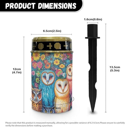 Owls Cemetery Solar Lights Waterproof Dustproof Outdoor Decorative Solar Lights Memorial for Loved Ones Love Pets Cemetery Solar Memorial Lights for Prayer Ritual Religiou Activity