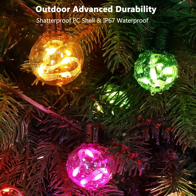 Outdoor String Lights, 25ft 20 Bulbs LED Color Changing Hanging Lights Dimmable with 220+ Scene Modes,App Control | Lumora