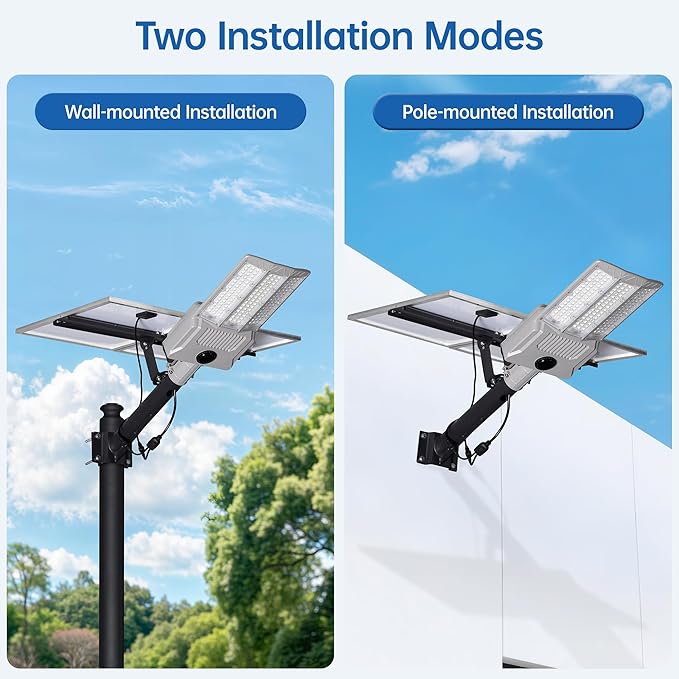 11000W Solar Street Light Outdoor Waterproof with Dual Solar Panels – 650,000LM 3-Sided LED Lights, 144pcs LEDs | Lumora