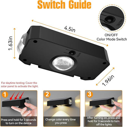 Solar Lights Outdoor Waterproof,RGBWW Spotlight Lens,Solar Lights Outdoor Decorative,10 Colors for Patio,Garden Walls (WL22-6P)