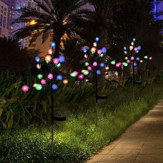 EpicGadget Solar Snowball Dandelion Light, Colorful Stainless Steel Solar Path Stake Lights for Outdoor Landscape Lighting, Lawn, Patio, Yard, Walkway, Driveway, Pathway and Garden (1 Pack)