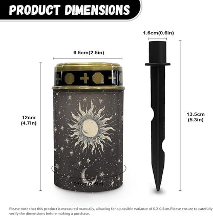Sun and Moon Cemetery Solar Lights Sympathy Memorial Lights Solar Lights Grave Decorations for Cemetery Dad Solar Garden Stake Lights Solar Outdoor Lights Waterproof