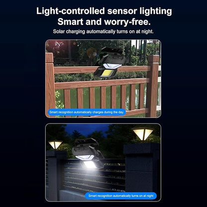 Solar Fence Lights Outdoor - Waterproof Motion Sensor Outdoor Lights - Lamp with 3 Modes for Farm Gutter Deck Pathway Stairs Backyard Walkway Flower Bed Step Driveway Garage Camping