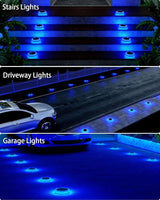 6 Packs Solar Driveway Lights Outdoor IP68 Waterproof, Blue Deck Step Lights Solar Powered, Solar Stair Light Stick | Lumora
