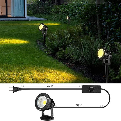 Led Spotlights Outdoor, Warm White 12W Spot Lights Indoor,120V Ceiling Light,Landscape Lighting for Wall,Pond,Picture,Garden,Yard with US 2-Plug(4 Pack)